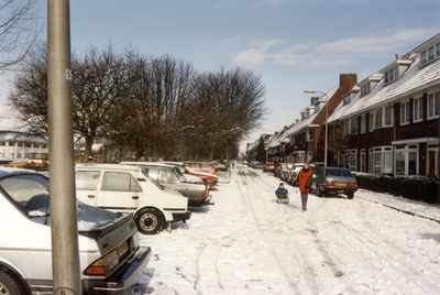 832754 Gezicht op de besneeuwde Merwedekade te Utrecht.